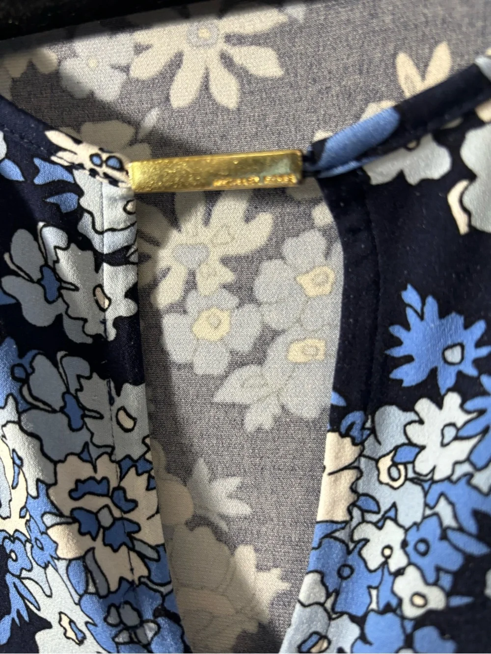 Michael Kors Navy Floral Tunic Dress with Blue & White Blooms